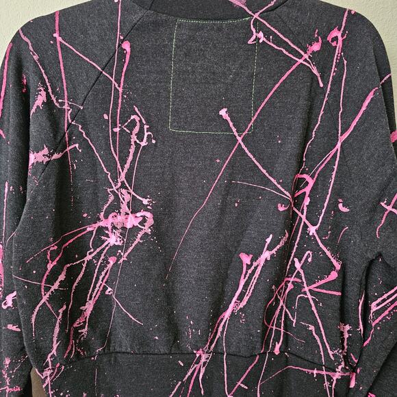 AVIATOR NATION NWT Artist Collection Pink Splatter Paint Cropped Sweatshirt Sz L - Picture 8 of 16